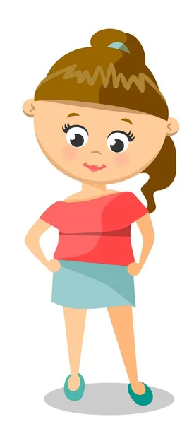 Linda chica en hermosa rosa Top — Vector de stock