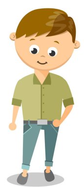 Komik karikatür adamla beyaz gömlek ve siyah pantolon