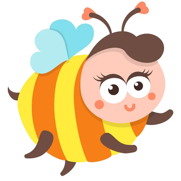 Niedlichen Biene Cartoon Fliegen. Vektor isolierte Abbildung — Stockvektor