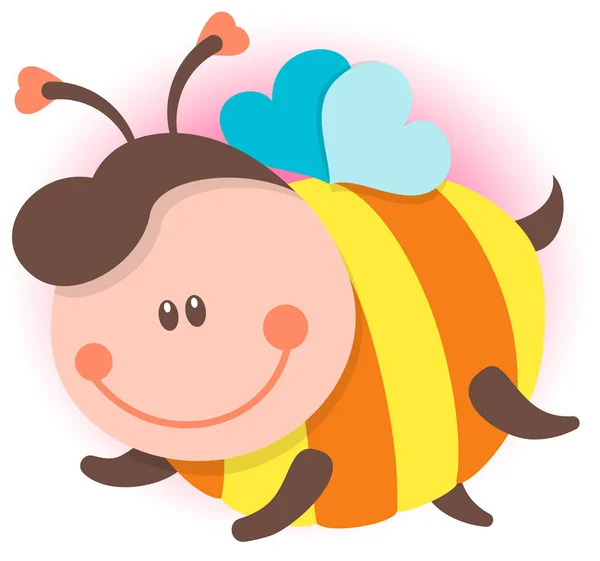 Roztomilý včelí kreslené létající. Vektorové ilustrace, samostatný — Stockový vektor