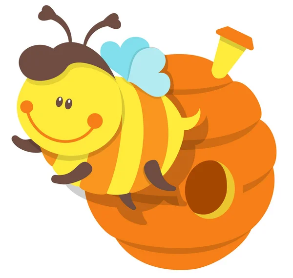 Izolované obrázku včela a úl — Stockový vektor