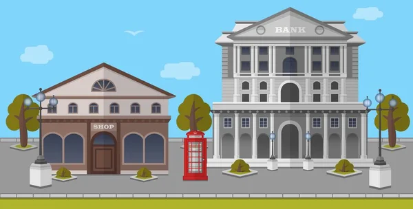 Banka ve Dükkanı Meydanı, Londra, İngiltere. İllüstrasyon izole vektör
