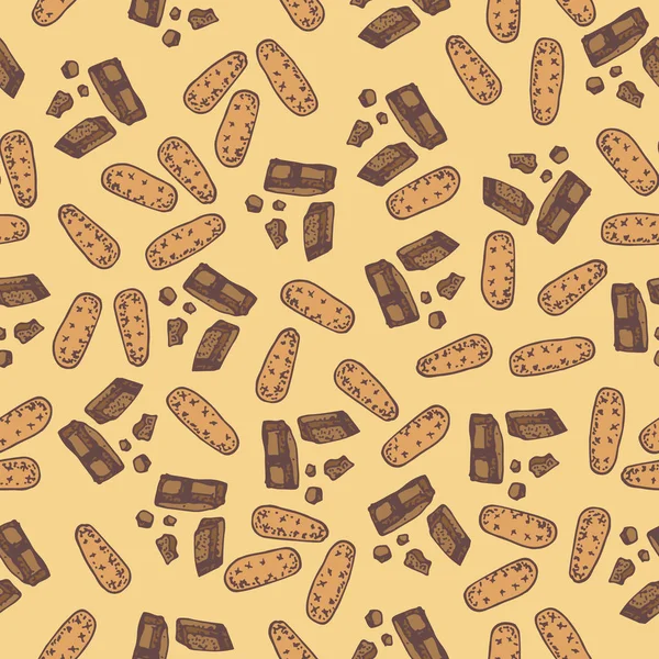 チョコレートとクッキーのシームレスなパターン ベクトル スケッチ スタイルの手描き甘いベーカリー製品 手描き落書きデザート — ストックベクタ