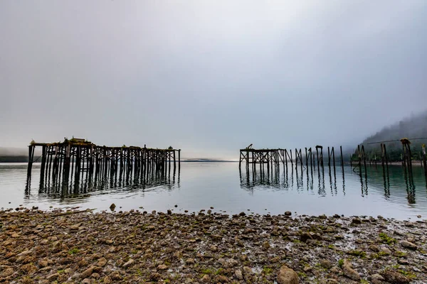 アメリカ アラスカ 石の堤防 古い埠頭 — ストック写真
