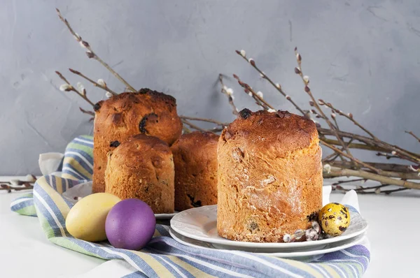 Traditional orthodox christian easter food kulich with raisins