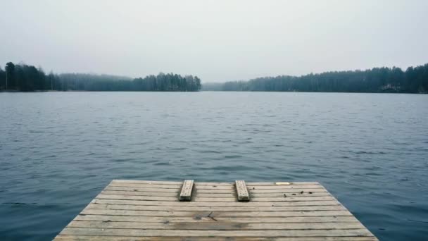 Día Nublado Lago Durante Invierno — Vídeos de Stock