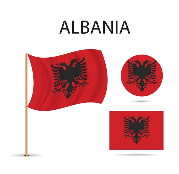 Vector Bandera Albania Vector Tamaño Del Original — Vector de stock