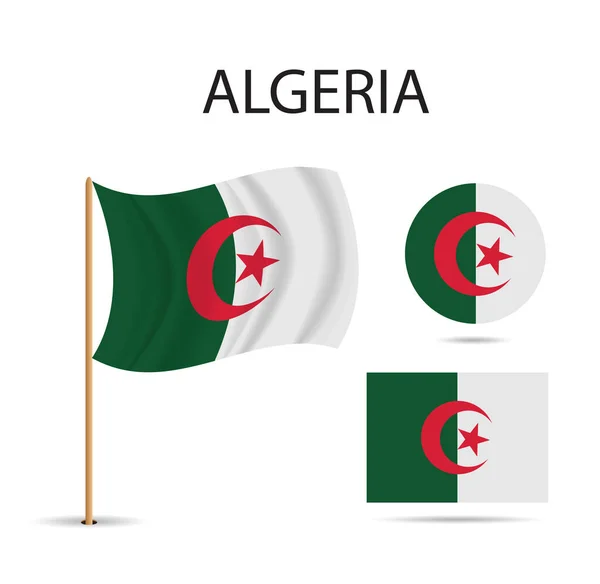Vector Cezayir Bayrağı Beyaz Arkaplanda Vektör Illüstrasyonu — Stok Vektör