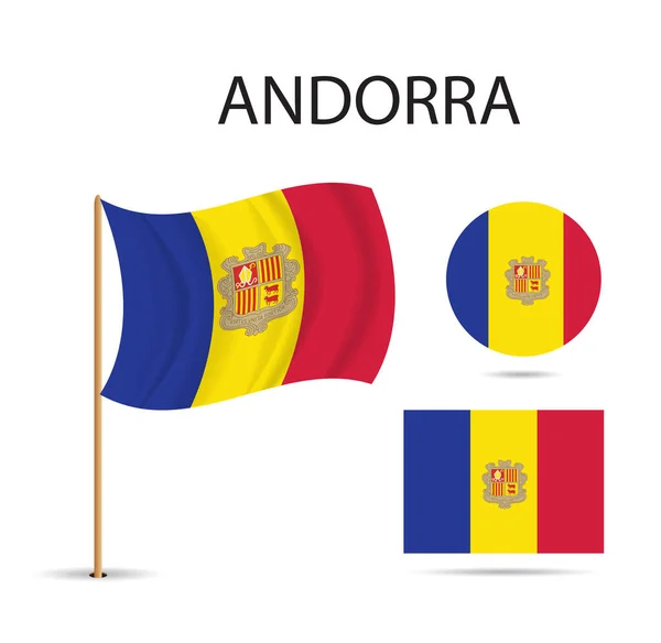 Vettore Bandiera Andorra Illustrazione Vettoriale Bandiera Mondiale — Vettoriale Stock