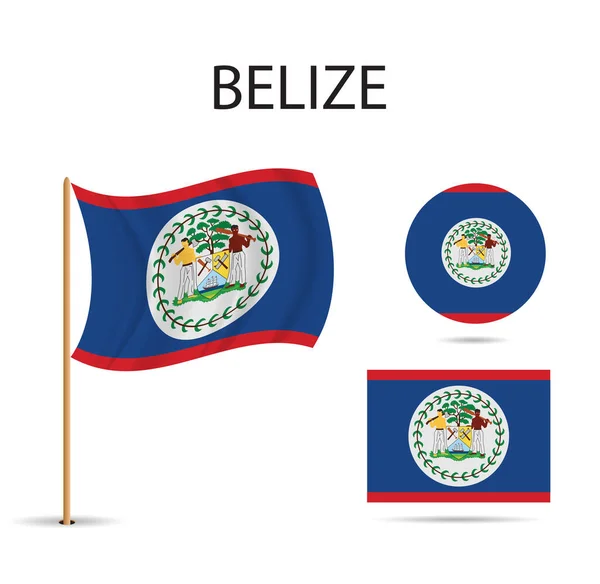 伯利兹国旗 白色背景上的矢量图解 — 图库矢量图片