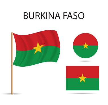 Vektör - Burkina Faso ulusal bayrağı, beyaz arkaplanda vektör illüstrasyonu