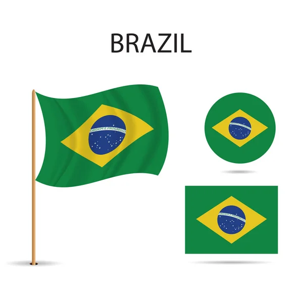 Vetor Bandeira Sinuosa Brasil Ilustração Vetorial Sobre Branco — Vetor de Stock