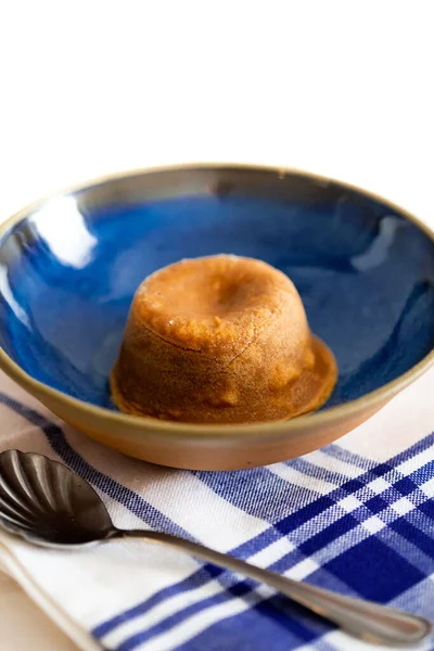 Dulce Leche Petit Gateau Modré Misce Kostkovaný Ubrousek — Stock fotografie