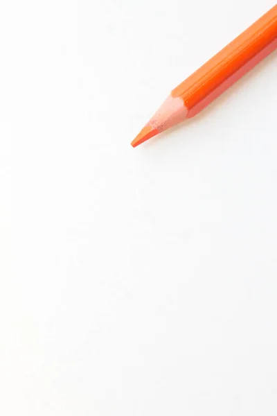 Lápis Laranja Isolado Fundo Branco Assuntos Para Escola Voltar Conceito — Fotografia de Stock