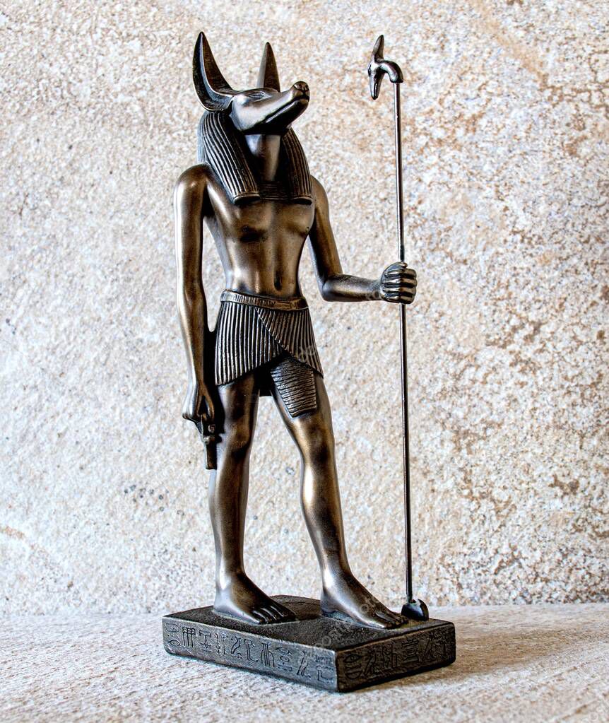 Anubis  Egyptian statue  god  bronze