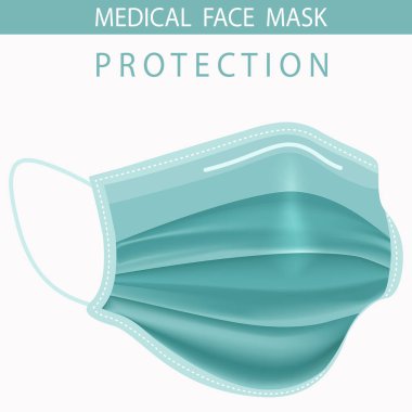 Beyaz arka plan vektöründe gerçekçi Koruyucu Tıbbi yüz maskesi