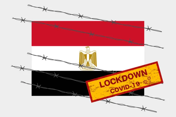 Єгипетський Прапор Сигнальною Системою Попередження Про Блокування Через Коронавірусну Кризу — стоковий вектор