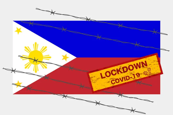 Філіппінські Прапори Сигнальною Системою Попередження Про Блокування Через Коронавірусну Кризу — стоковий вектор
