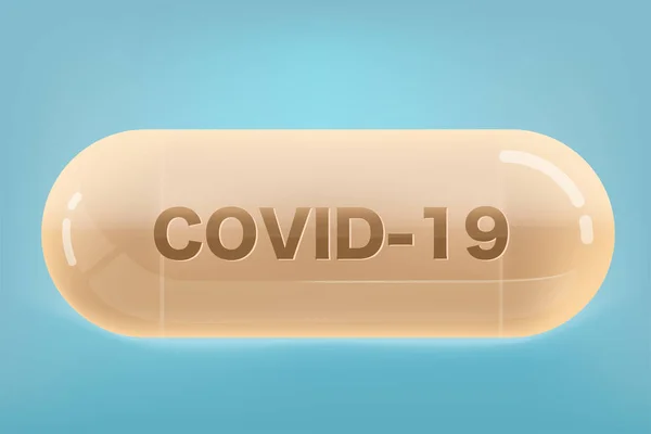 Realistisk Antiviral Kapsel För Behandling Covid Eller Coronavirus Isolat Blå — Stock vektor
