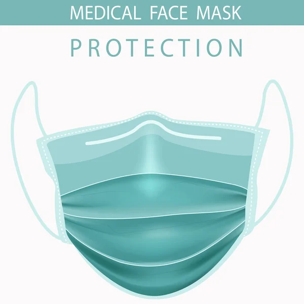 Máscara Facial Médica Protectora Realista Vector Lateral Frontal — Vector de stock