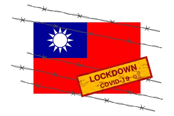Тайванський Прапор Сигнальною Системою Попередження Про Блокування Через Коронавірусну Кризу — стоковий вектор