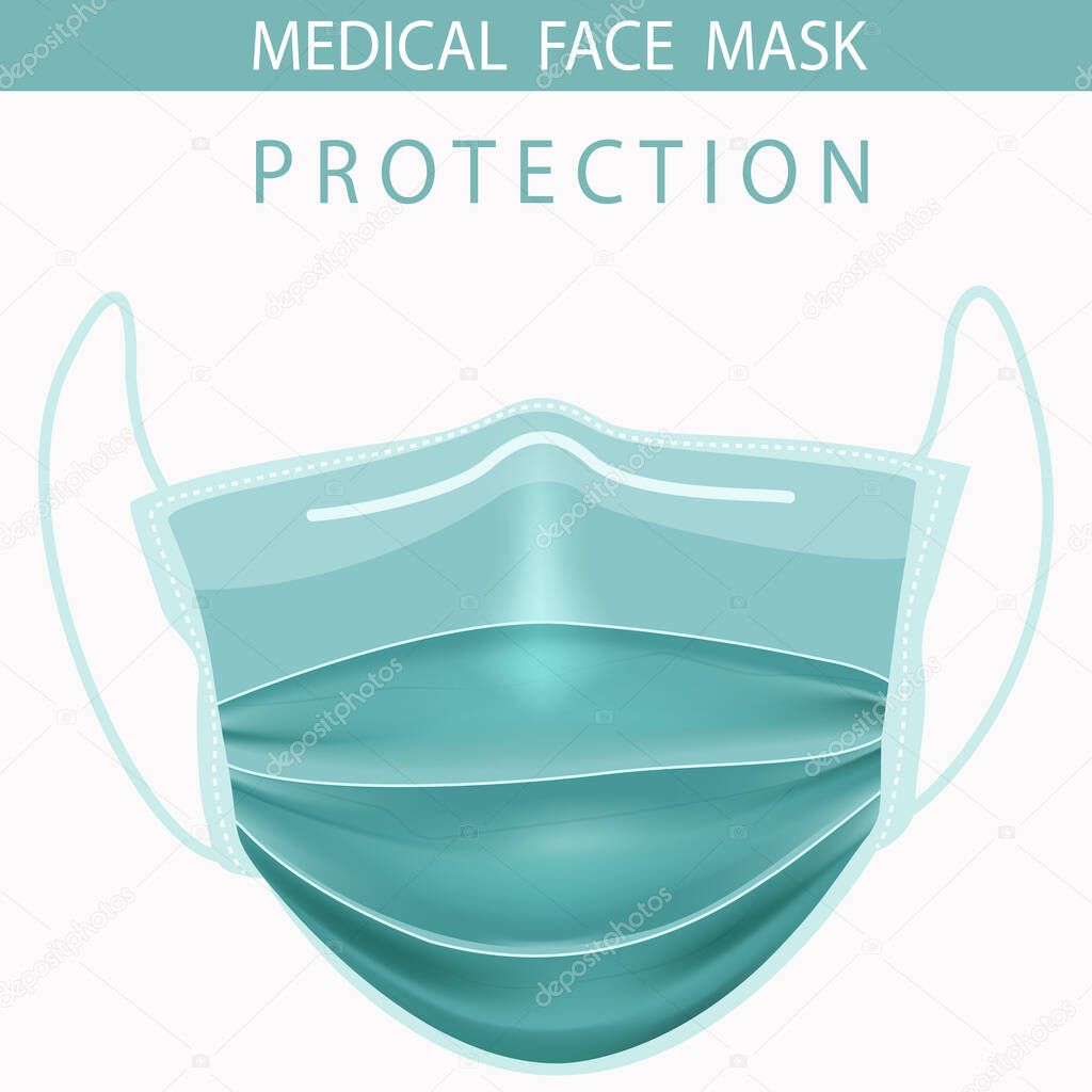 Realistic Protective Medical face mask Front side vector