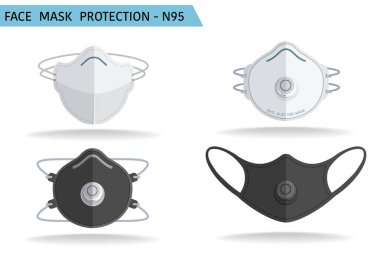 Maske Koleksiyonu N95 Vektör Koruması Toz Maskesini İzole Et