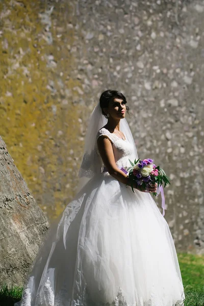 Hermosa novia en vestido blanco — Foto de Stock