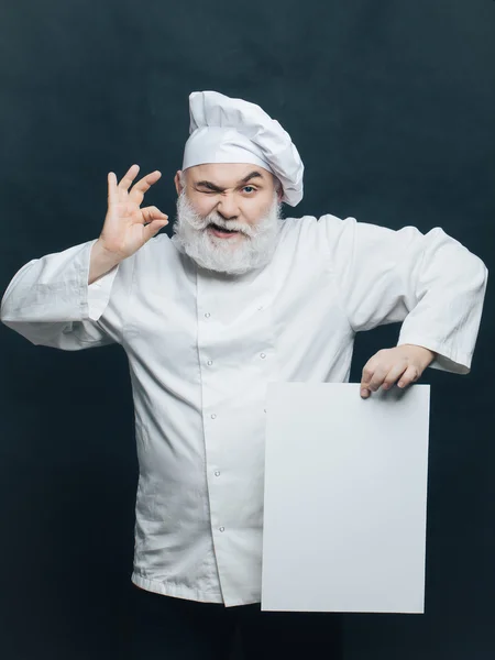 Cook with white paper — Stock Photo, Image