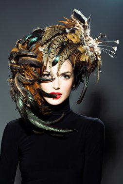 tüy şapka çok seksi kadın