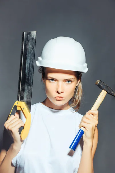 Pretty woman builder — Zdjęcie stockowe