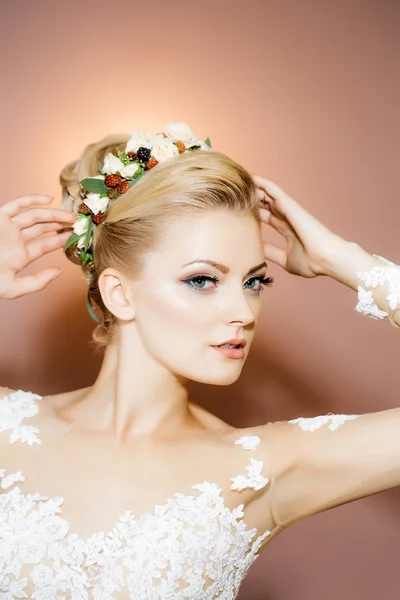 Pretty sexy blonde bride girl — стоковое фото