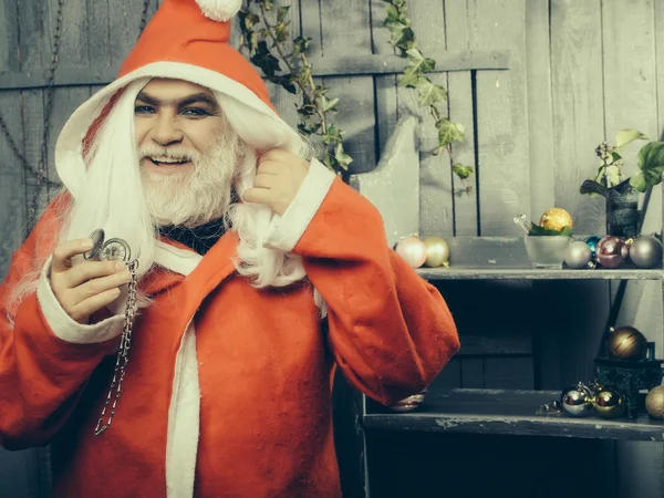 Santa člověk s hodinami medailon — Stock fotografie