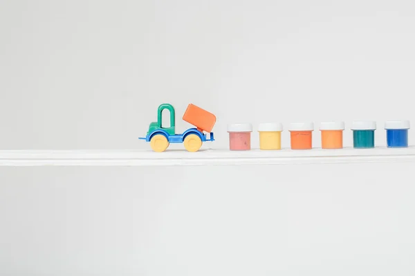 Toy truck with gouache — Stock Photo, Image