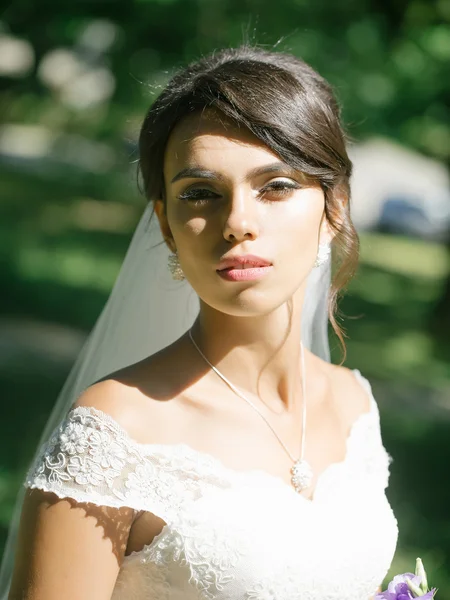 Beautiful bride with elegant hairstyle — Stock Photo, Image