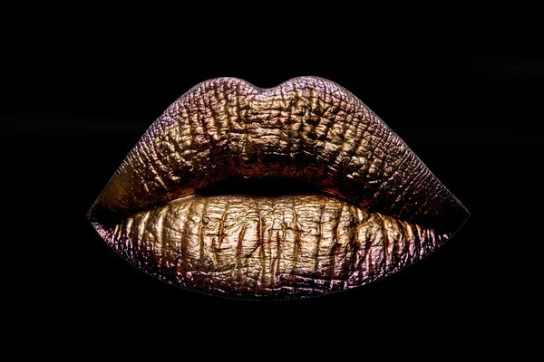 Sexy gouden gemetalliseerde vrouwelijke lippen — Stockfoto