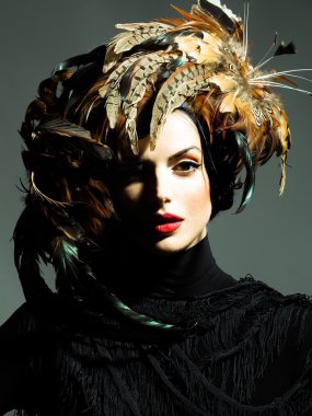 tüy şapka çok seksi kadın