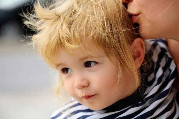 Baby boy in striped shirt — Stock Photo, Image