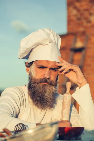 Barbudo hombre cocinero chef — Foto de Stock