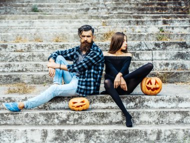 Halloween çift kabak ile