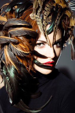 tüy şapka çok seksi kadın