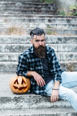 Cadılar Bayramı Balkabağı adamla sakallı