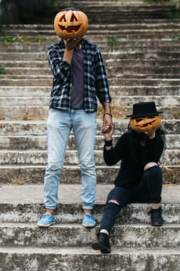 Halloween çift kabak ile