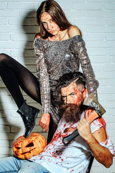 Halloween pareja de zombies — Foto de Stock