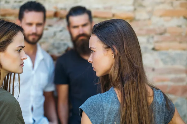 Smilling couples friends — Stock Photo, Image