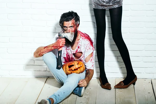 Muž a žena nohy zombie — Stock fotografie