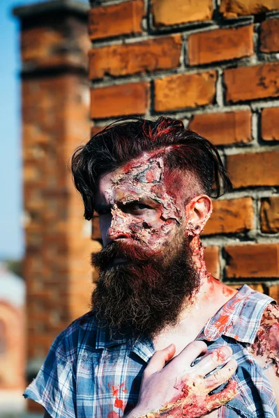 Bearded zombie man — Stock Photo, Image