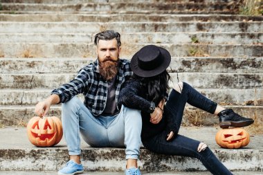 Halloween çift kabak ile