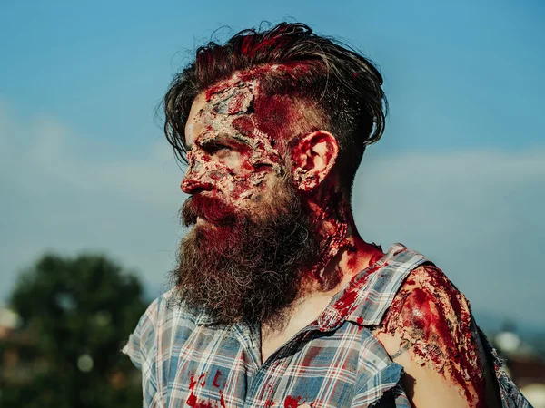 Bearded zombie man — Stock Photo, Image