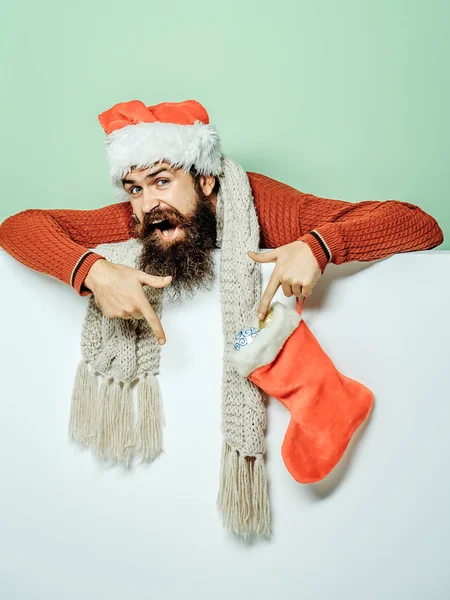 Uomo di Natale con calza decorativa — Foto Stock